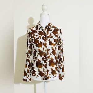 Youth Girl's Roper Cowhide Print Western Shirt w/ Snaps